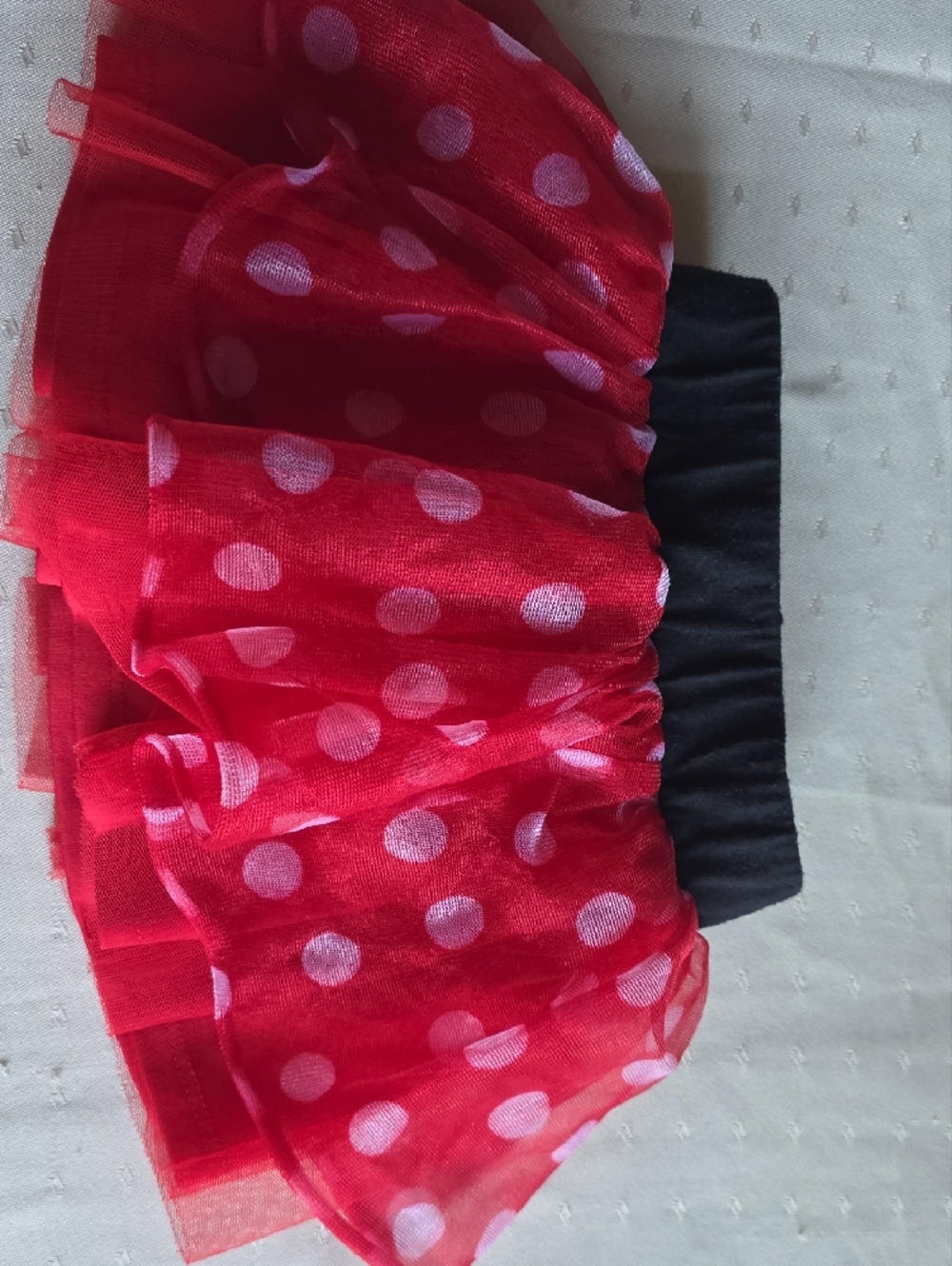 Disney Red Polka Dot Tulle Skirt with Black Waistband